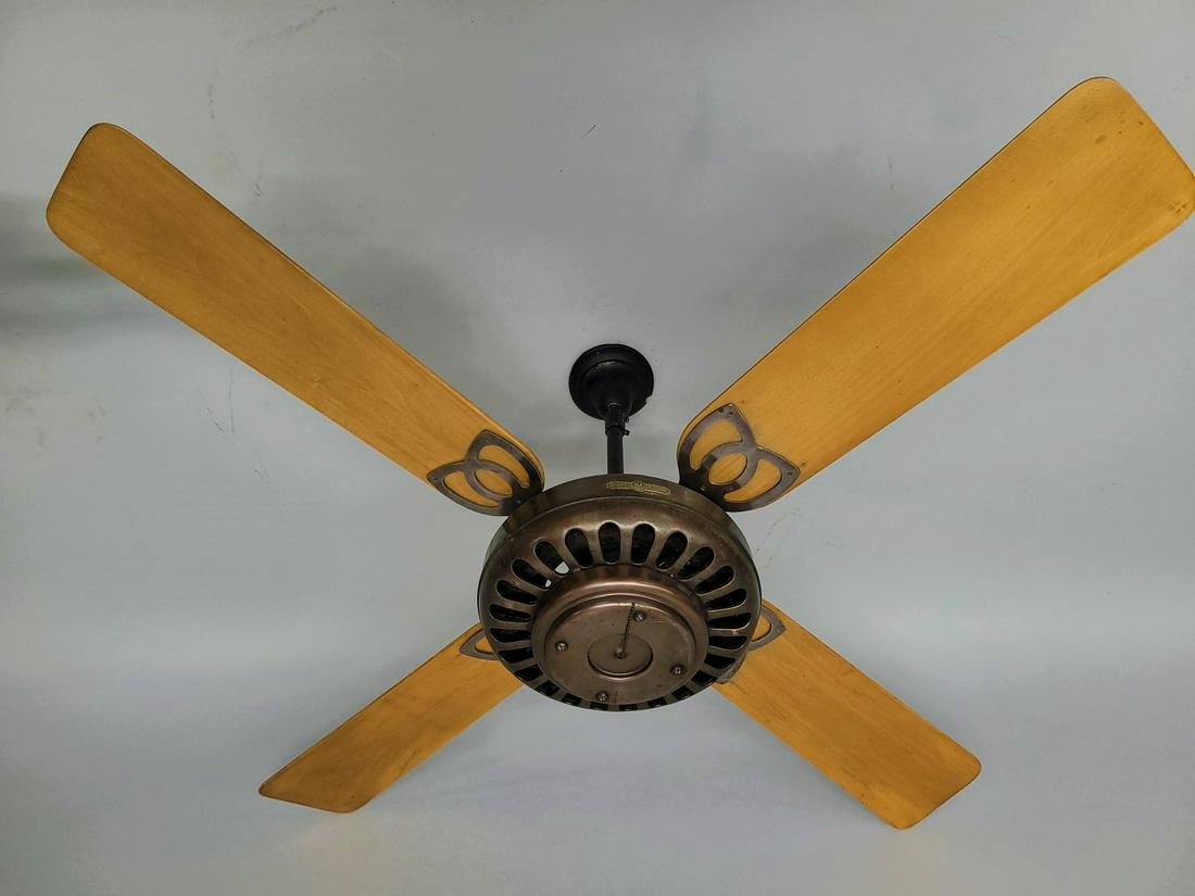 Circa 1920's signed General Electric  54" Ceiling Fan originally from St Felix School Wabasha MN. (1 of 5)
