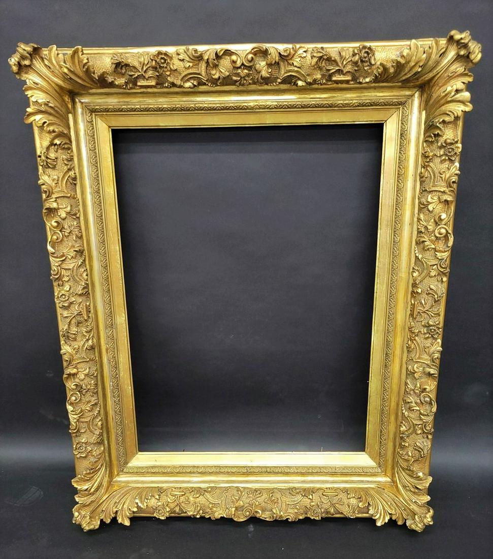 Circa 1880's Massive Gilt Antique Frame - overall hgt 43" w 35". Inside size hgt 32.5" w 24.5". (1 of 4)