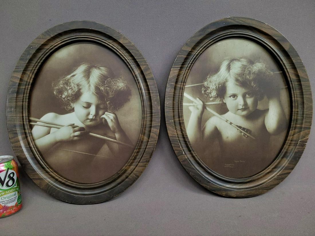 Dated 1897 Cupid Awake & Cupid Asleep by M.B. Parkingson - Signed on each print. Signed on the back (1 of 6)