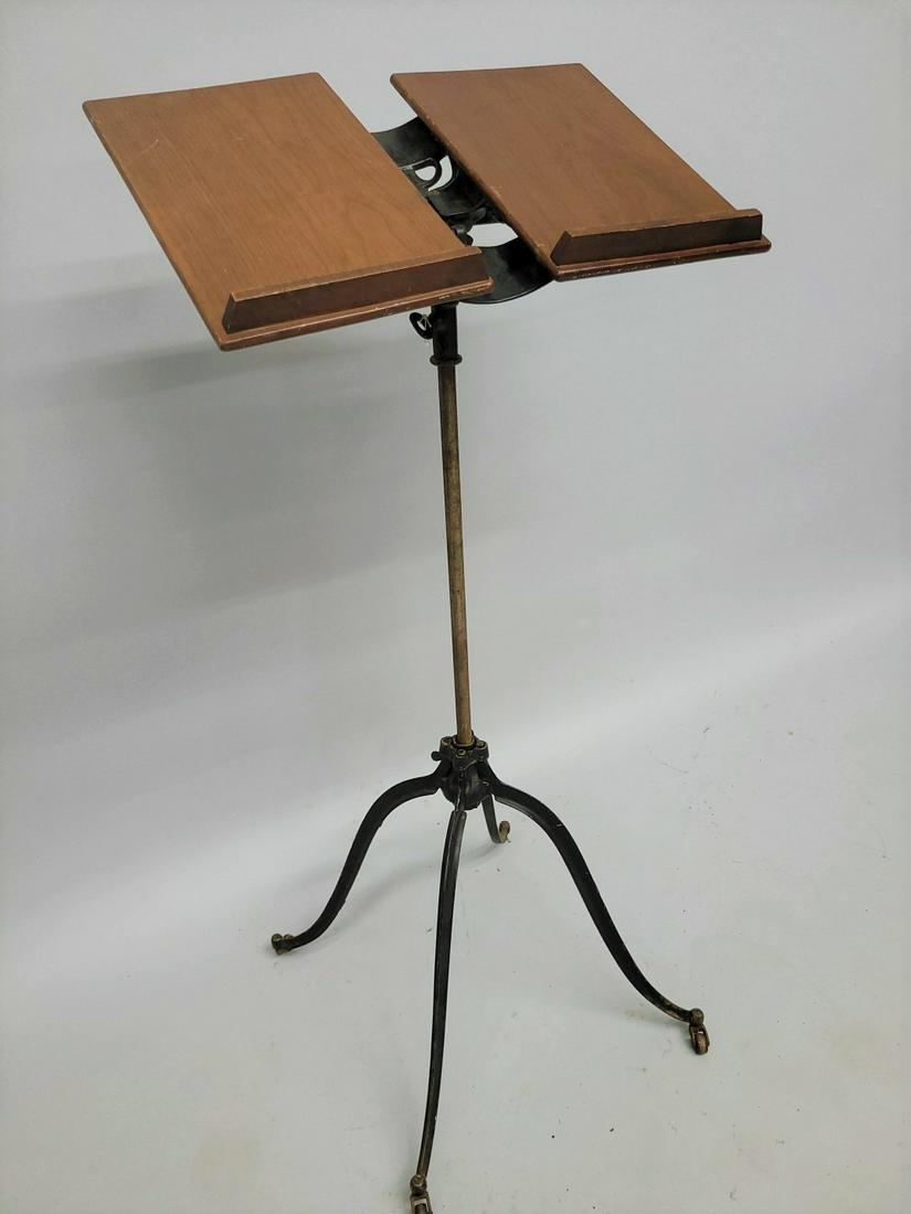Cast Iron & Walnut Dictionary Stand  signed (RM LAMBIE NEW YORK dated 1894 - 1899) Adjustable book (1 of 7)