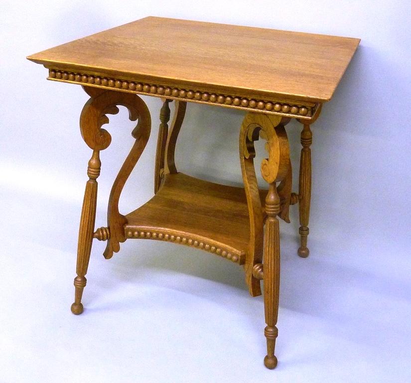 Circa 1900 1/4 Cut Oak Quality Parlor Table found in Winona Mn. W 28" x 28" h 30". Refinished good (1 of 3)