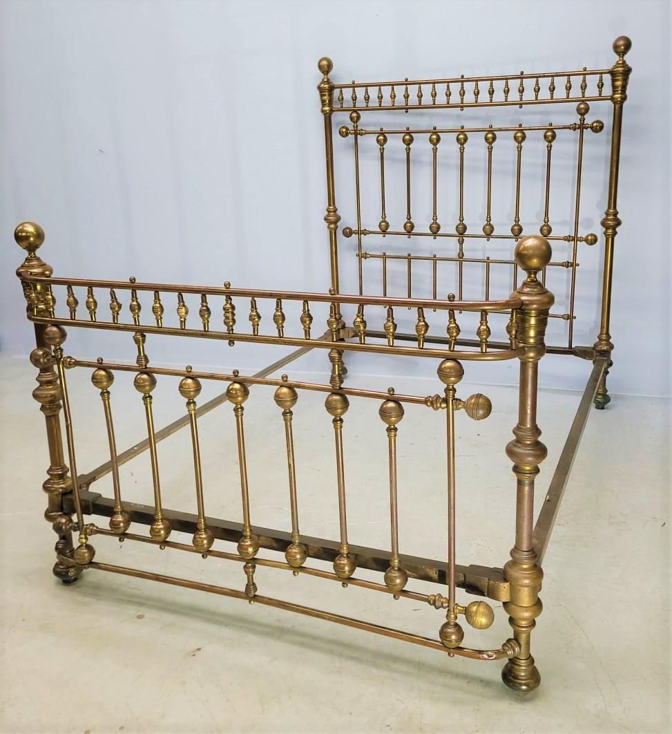 Circa 1900 Antique Brass Bed from  St Paul MN Summit Ave Mansion basement.  Hgt 65" w 55" length (1 of 3)