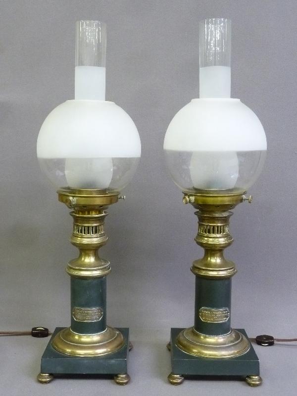 Pair of Early19th Century French Gilt Brass Carcel Oil Lamps -signed in French on the front label - (1 of 4)