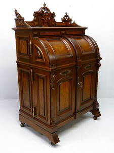 137: SIGNED "WOOTON" WALNUT CABINET SECRETARY DESK date