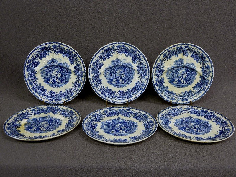 Set of 6 Signed "Booth's Pottery, Staffordshire Co: Set of 6 Signed "Booth's Pottery, Staffordshire Compartmented Dinner Plates - 2nd 1/4 20th Century - marked underglaze - dia. 11"- good condition