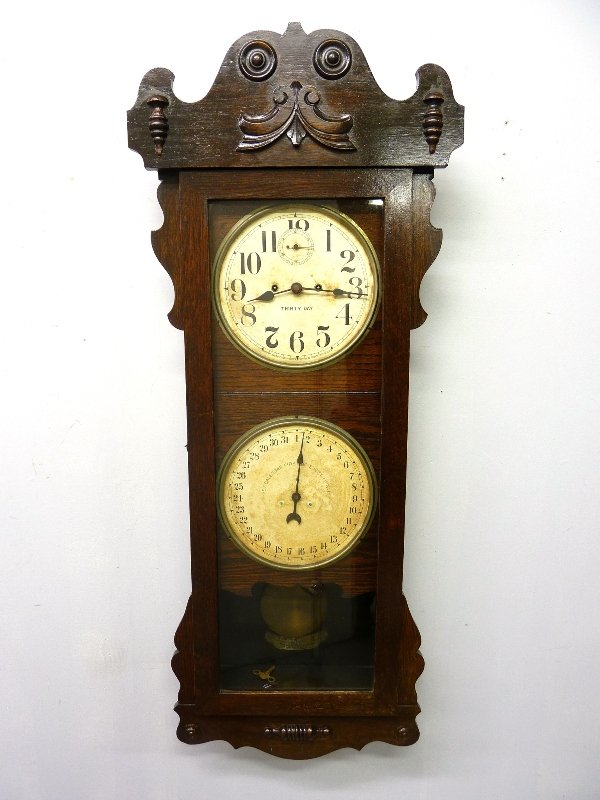 Original Finish Circa 1900 New Haven (Rutland) Cal: Original Finish Circa 1900 New Haven (Rutland) Calender Clock - Hgt 48" w 19" - good condition