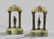 427: Pair of Green Onyx & Patinated Bookends w/figure