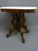 438: BURL WALNUT AMERICAN MARBLE TOP PARLOR TABLE - H 2 - 2