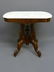 438: BURL WALNUT AMERICAN MARBLE TOP PARLOR TABLE - H 2 - 3