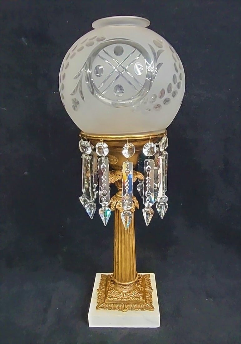 Dated 1851 & Signed ( Patented By J.G. Webb. NY Oct.14th 1851) Astral Oil Lamp with Grape & Leaf (1 of 4)