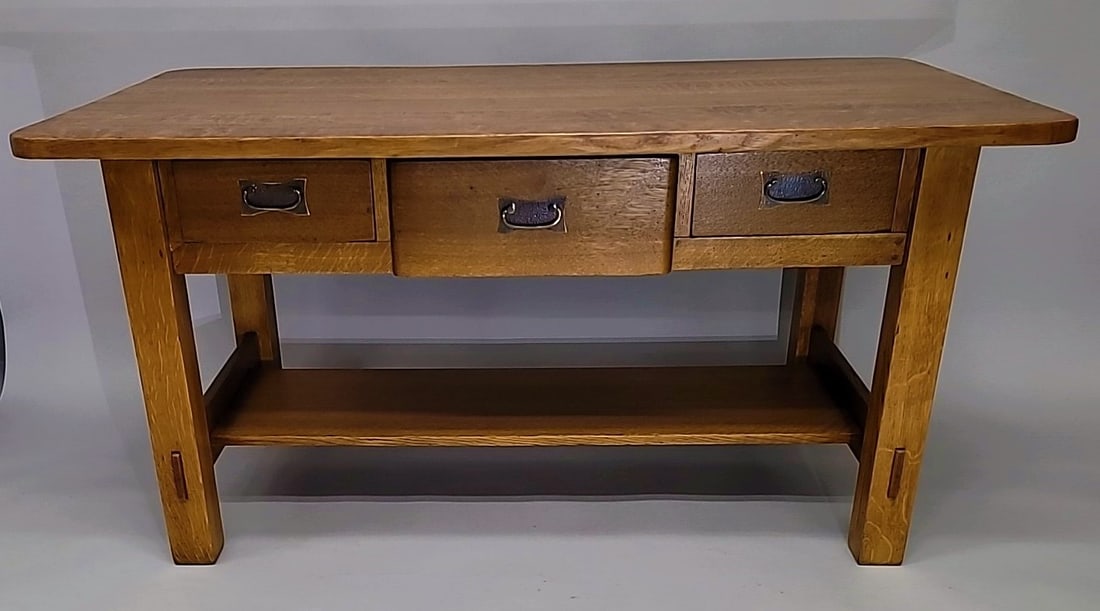 Circa 1920's Very Heavy 1/4 Cut Oak Library Table with good constuction. 1 1/4" thick top. Custom (1 of 8)