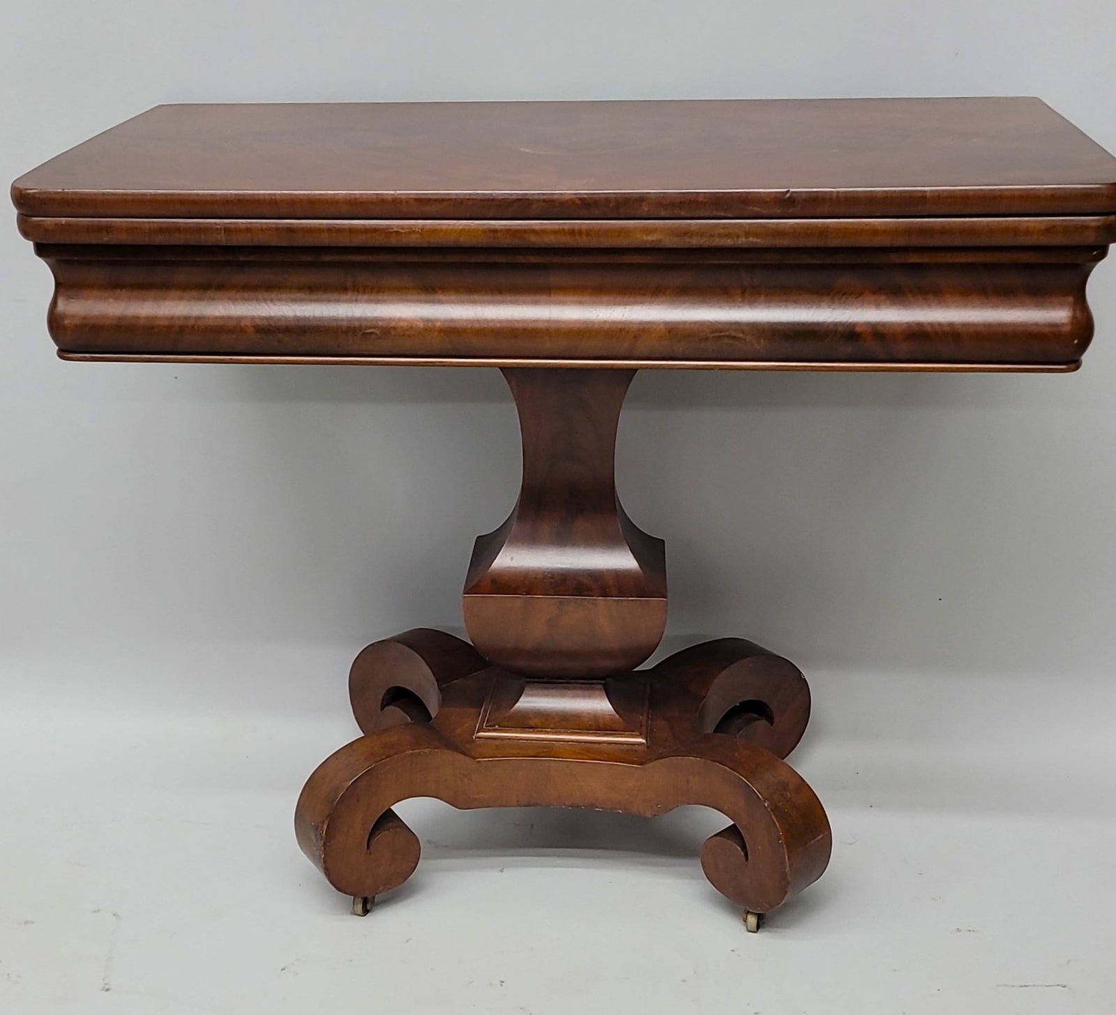 Circa 1840's Empire Mahogany Gaming Table in original finish . W 36" d 17.5" h 29.5". Good (1 of 3)