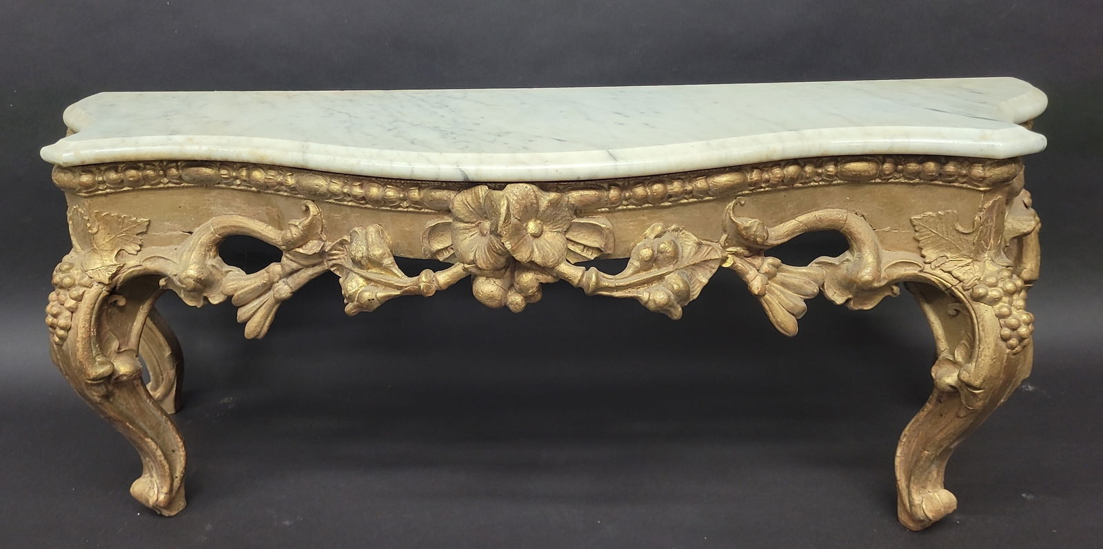 Circa 1850's Gilt Pier Mirror Marble Top Base signed with original owner name on the bottom of the (1 of 3)