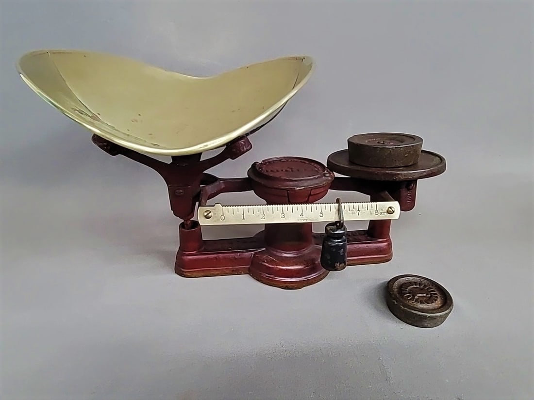 Signed (Howe Scale Co. Rutland VT. Design Pat. June 13th, 1867.  Has brass pan & brass gauge on the (1 of 5)
