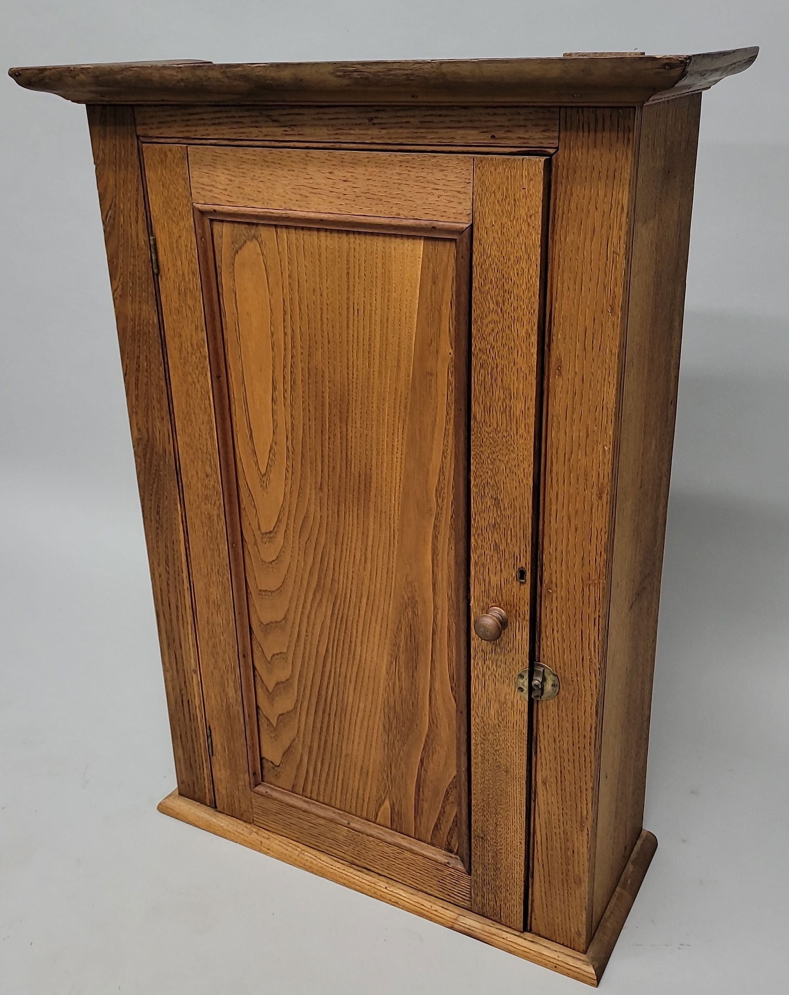 Circa 1860.s Very nice Chestnut & Walnut One door hanging cupboard with nice brass latch. H 39" w (1 of 5)