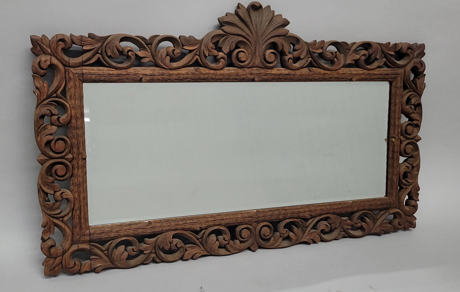 3 Carved Wooden Bevel Glass Wall Mirrors dated on back 1920 signed Josef Synek. They have branch & (1 of 4)