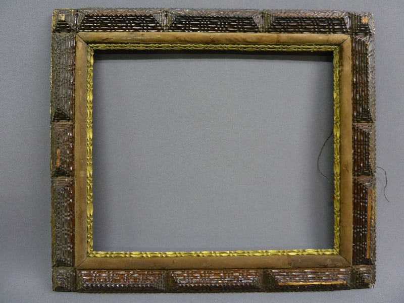 Circa 1890's American Folk Art Tramp Art Frame  - 31" X 27" - found in Mn Estate (1 of 1)