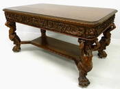 347: 1880'S RJ HORNER & CO. HEAVILY CARVED OAK  (MAN OF