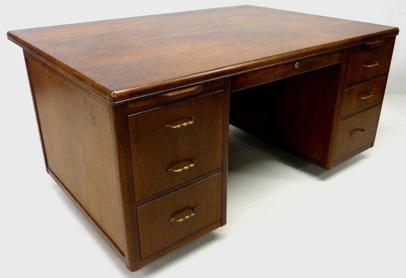1940's AMERICAN WALNUT EXECUTIVE DESK SIGNED ( Leo: 1940's AMERICAN WALNUT EXECUTIVE DESK SIGNED ( Leopold Co. Burlington IA) width 61" depth 43" height 29"