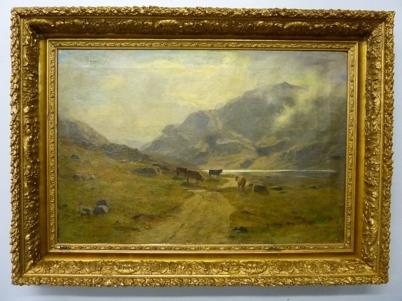 19th Century Oil on Canvas Signed (D. Cameron) Douglas : 19th Century Oil on Canvas Signed (D. Cameron) Douglas Cameron - on the back it is marked (A Autumn Sunshine in Glencoe) writing on canvas (Winsor & Newtons, 38 Rathbone Place, London ) canvas 20" x 3