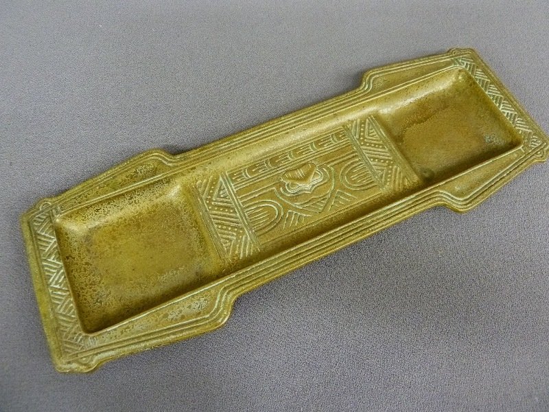 Signed "TIFFANY STUDIOS - NEW YORK 1185" Bronze Tray -l: Signed "TIFFANY STUDIOS - NEW YORK 1185" Bronze Tray -length 11" width 4" - 1st 1/4 of the 20th Century - good condition