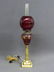 Circa 1850 Cranberry Cut Ot Clear Oil Lamp W/Old Shade