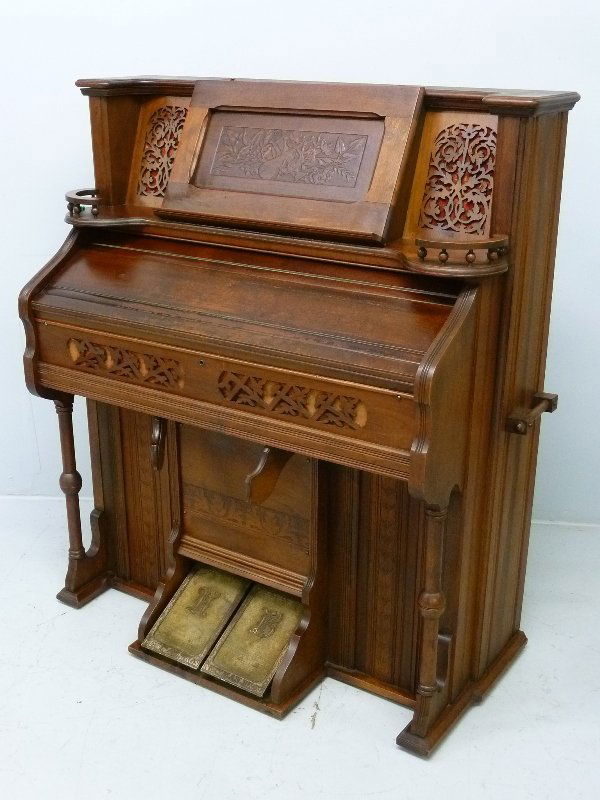 1870 S Walnut Pump Organ Signed Newman Bros Chicago Jan 04