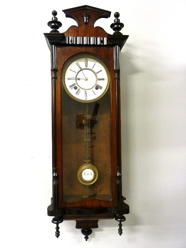 Circa 1880's VIENNA (RA) Wall Regulator Signed with a: Circa 1880's VIENNA (RA) Wall Regulator Signed with a Star on movement , has porcelain dial & burl walnut case - height 36" width 12" - good condition
