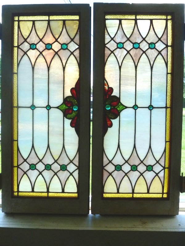 Pair of 19th Century Leaded and Stained Glass windows