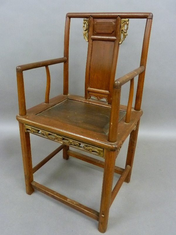 Hand Made Asian Arm Chair with Carved DÃ©cor and (1 of 6)
