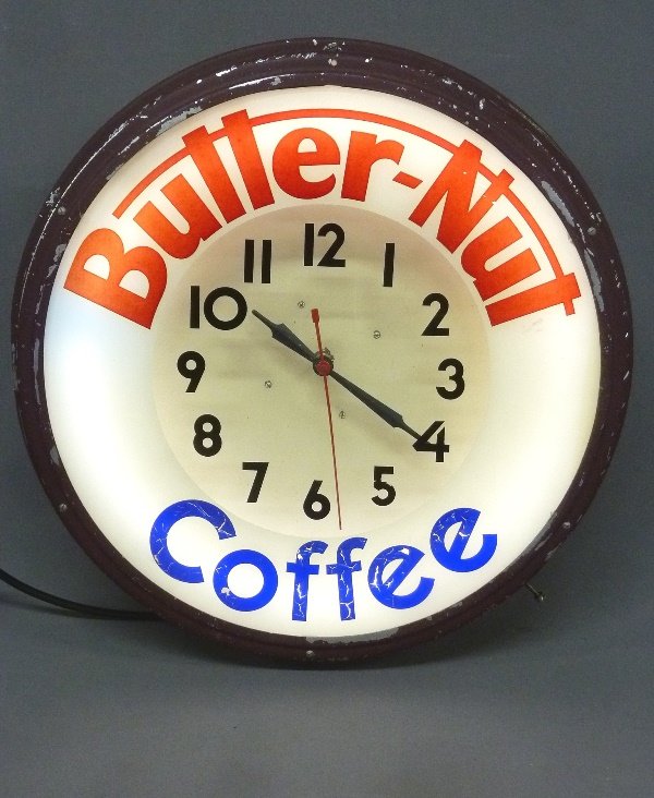 Circa 1940's Butter -Nut Coffee Neon Advertising Clock (1 of 4)