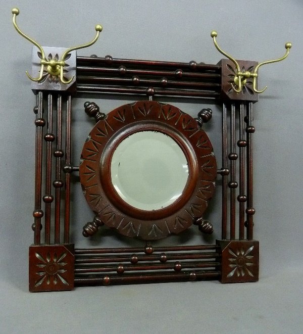 Unique Circa 1880's Spoon Carved Stick & Ball Wall (1 of 2)