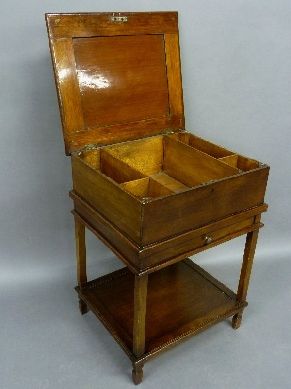 Circa 1900 Marquetry Inlaid Top Mahogany Cellarette or (1 of 4)