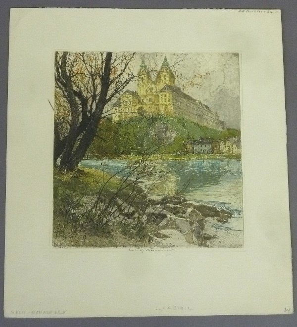 Signed Luigi Kasimir  Color Etching (1881-1962) marked (1 of 3)