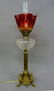 Circa 1880's Cut Glass Oil Lamp with Bronze Griffins