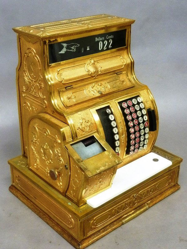 Circa 1920 Solid Brass Signed National Cash Register in