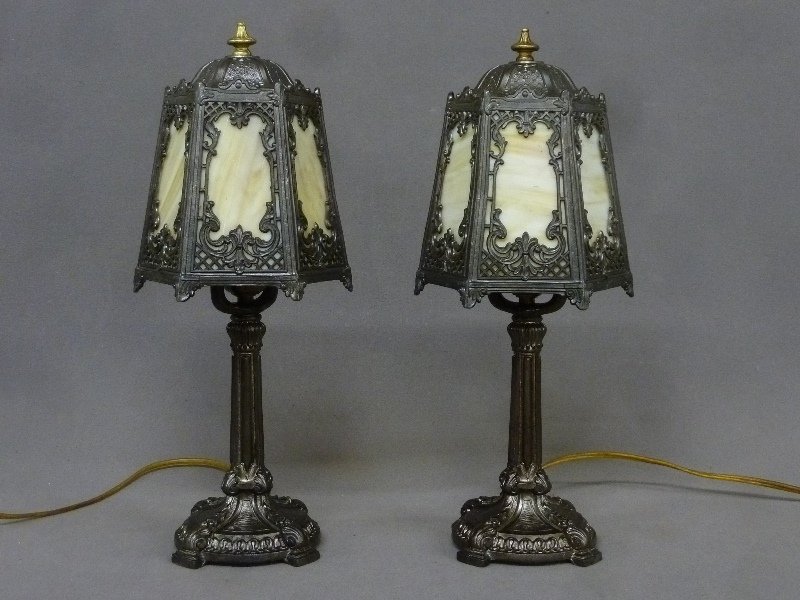 Pair of 1920's American Carmel Slag Glass Paint (1 of 2)