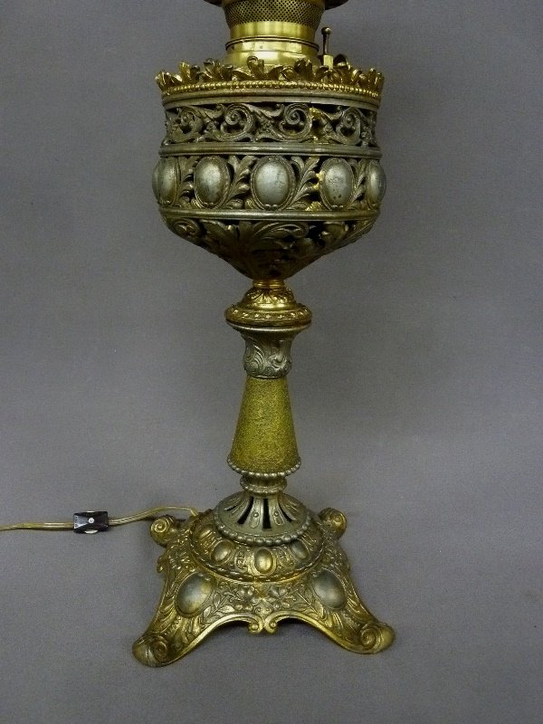 Circa 1880 s Unusual Oil Banquet Lamp with Glass Jewels : Lot 251