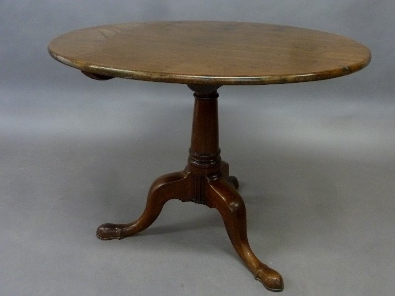18th Century English Solid Mahogany Tilt Top Tea Table (1 of 8)