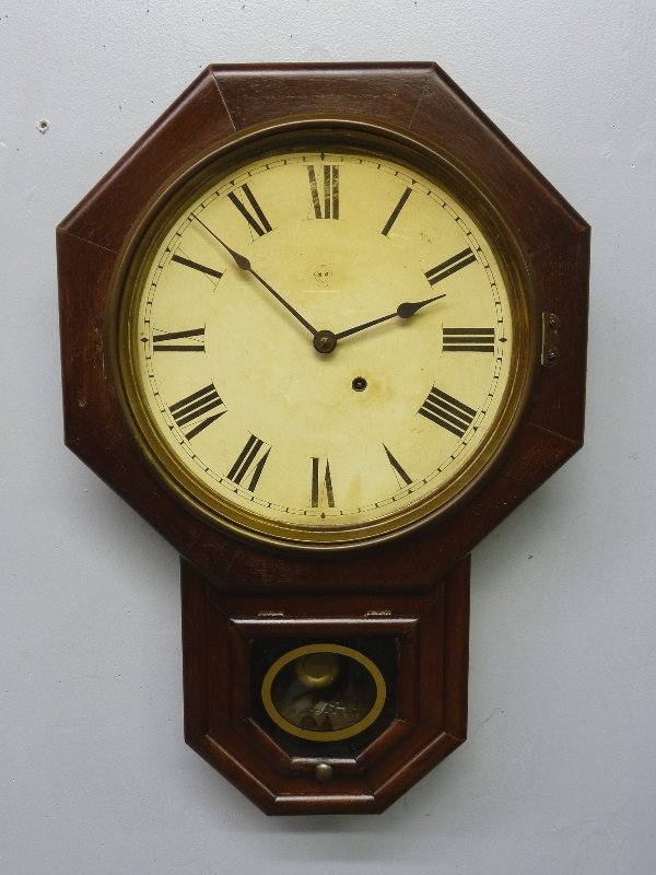 Signed Seth Thomas Dark Oak School House Clock - (1 of 1)