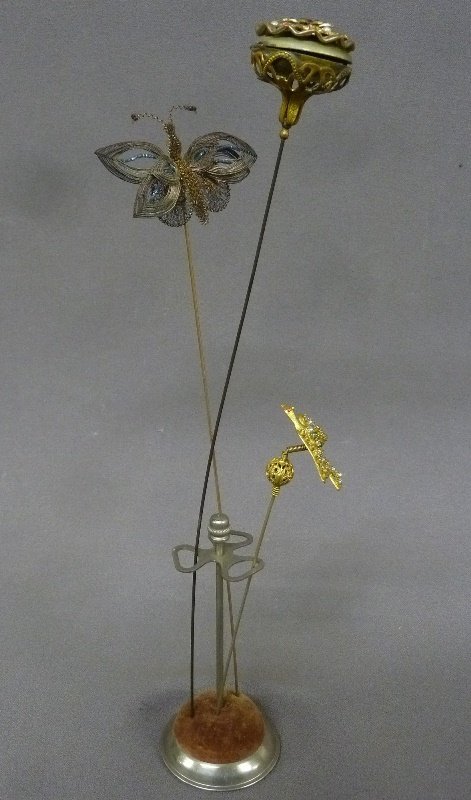 3 Vintage Elaborate Metal Work Hatpins c1910 including (1 of 7)