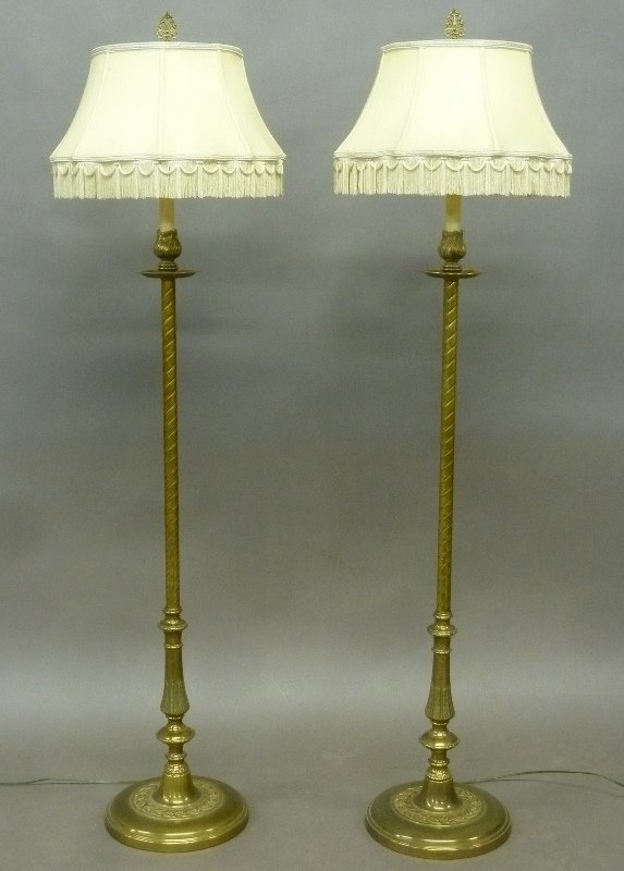 Matched Pair of Circa 1920's  Brass Embossed Floor (1 of 3)