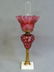 Circa 1850 Cranberry Cut to Clear Oil Lamp w/Cranberry