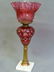Circa 1850 Cranberry Cut to Clear Oil Lamp w/Cranberry - 2