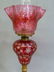 Circa 1850 Cranberry Cut to Clear Oil Lamp w/Cranberry - 3