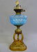 CATHEDRAL KEROSENE COMPOSITE STAND LAMP, blue font,