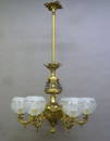 Rare 6 Arm 1850's Rococo Gas Chandelier with Putti