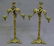 C 1900 Cast Bronze Candleabrum w/ Unique Leafage Décor