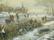 19th Century Winterscape oil on canvas people skating - 3
