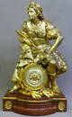 1870's Massive Silvered & Gilt Bronze Statue Clock